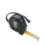 Tape measure from recycled ABS with loop, 3m black colour view with print area