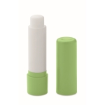 Vegan vanilla lip balm, SPF 10, in recycled ABS case lime colour