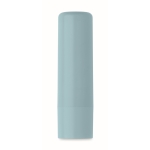 Vegan vanilla lip balm, SPF 10, in recycled ABS case light blue colour third view