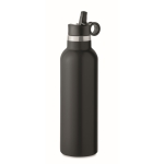 Leak-proof bottle with 2 changeable caps and straw, 700 ml black colour