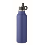 Leak-proof bottle with 2 changeable caps and straw, 700 ml blue colour