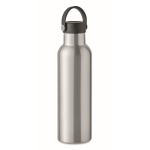 Leak-proof bottle with 2 changeable caps and straw, 700 ml matt silver colour second view