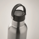 Leak-proof bottle with 2 changeable caps and straw, 700 ml matt silver colour third photographic view