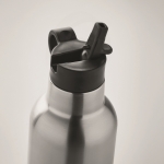 Leak-proof bottle with 2 changeable caps and straw, 700 ml matt silver colour fourth photographic view