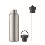 Leak-proof bottle with 2 changeable caps and straw, 700 ml matt silver colour seventh view