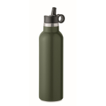 Leak-proof bottle with 2 changeable caps and straw, 700 ml dark green colour