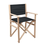 Folding wooden director's chair, maximum load capacity 80 kg black colour