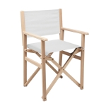 Folding wooden director's chair, maximum load capacity 80 kg white colour