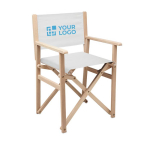 Folding wooden director's chair, maximum load capacity 80 kg white colour view with print area