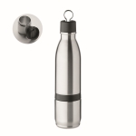 Thermal bottle with glass and hinged lid, 500 ml matt silver colour