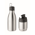 Thermal bottle with glass and hinged lid, 500 ml matt silver colour second view