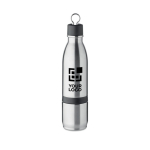 Thermal bottle with glass and hinged lid, 500 ml matt silver colour view with print area