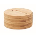 Salt and pepper shakers made of bamboo with a rotating lid wood colour second view