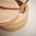 Salt and pepper shakers made of bamboo with a rotating lid wood colour photographic view