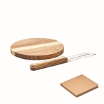 Small cheese board set made of acacia wood with knife wood colour