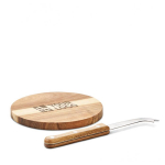 Small cheese board set made of acacia wood with knife wood colour view with print area