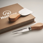 Set of 4 cheese knives with rubberwood handles wood colour main view