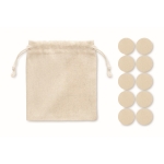 Wooden tic-tac-toe game with board on cotton bag beige colour third view