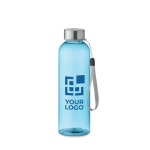 Transparent leak-proof Tritan Renew™ bottle with lid transparent blue colour view with print area