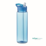 Leak-proof Tritan Renew™ sports bottle with straw, 650 ml transparent blue colour