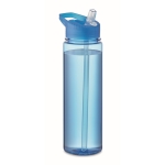 Leak-proof Tritan Renew™ sports bottle with straw, 650 ml transparent blue colour second view