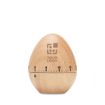 Original egg-shaped wooden kitchen clock wood colour view with print area