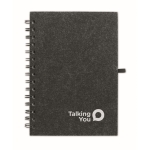 Eco notebook with cover and lined recycled paper, A5 dark grey colour second main view