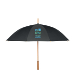 Windproof RPET pongee umbrella with manual opening, Ø 104 black colour view with print area