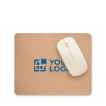 Recycled paper mouse mat with non-slip base beige colour view with print area