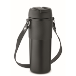 Leak-proof stainless steel mug with lid and strap, 700 ml black colour