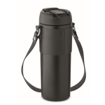 Leak-proof stainless steel mug with lid and strap, 700 ml black colour second view