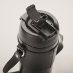 Leak-proof stainless steel mug with lid and strap, 700 ml black colour fourth photographic view