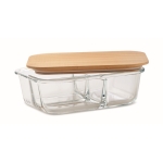 Glass lunch box with 3 compartments and bamboo lid, 800 ml transparent colour second view