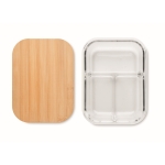 Glass lunch box with 3 compartments and bamboo lid, 800 ml transparent colour fifth view