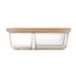 Glass lunch box with 3 compartments and bamboo lid, 800 ml transparent colour seventh view