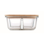 Glass lunch box with 3 compartments and bamboo lid, 800 ml transparent colour eighth view