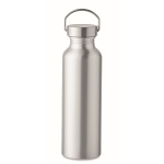 Recycled aluminium bottle with leak-proof cap, 500 ml matt silver colour