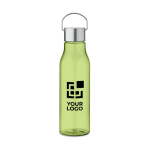 Recycled leak-proof RPET bottle in colours, 600ml transparent lime colour view with print area