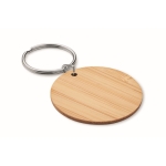 Affordable round keyring made from bamboo wood colour