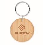 Affordable round keyring made from bamboo wood colour second main view