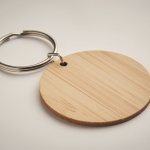 Affordable round keyring made from bamboo wood colour third photographic view