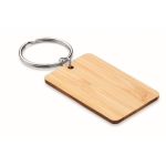 Affordable rectangular bamboo keyring wood colour