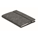 Folder made of RPET felt with pad and A4 pen holder dark grey colour