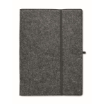 Folder made of RPET felt with pad and A4 pen holder dark grey colour second view