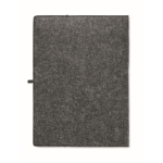 Folder made of RPET felt with pad and A4 pen holder dark grey colour third view