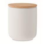 Plant wax candle with linen scent and bamboo lid white colour second view