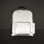 Polyester reflective corporate backpack, 190T, 15” matt silver colour fourth photographic view