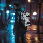 Padded reflective polyester backpack, 15” matt silver colour ambient view