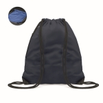 Reflective drawstring bag with thick ropes and zipper pocket blue colour