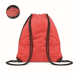 Reflective drawstring bag with thick ropes and zipper pocket red colour